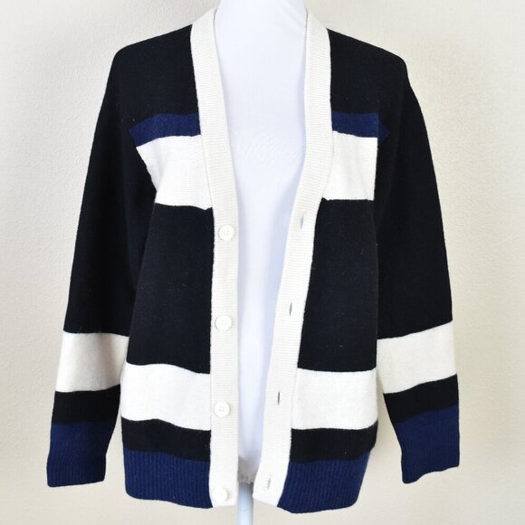 COS Knit Stripe V-Neck Wool Cardigan Sweater - S - Picture 9 of 11